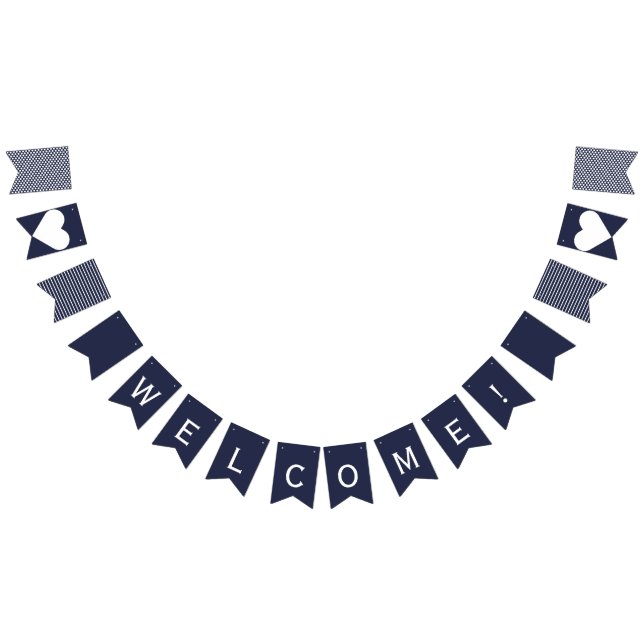 Welcome Navy and White Preppy Bunting Bunting (All)