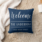 Welcome Navy Blue Family Name and Address