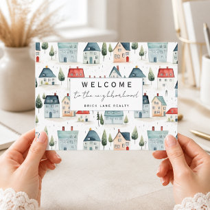 Welcome Neighbourhood Scandinavian House Pattern Postcard