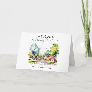 Welcome Neighbourhood Watercolor Suburban Street Card
