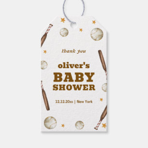 Welcome Neutral Batter Up Baseball Baby Shower  Gift Tags