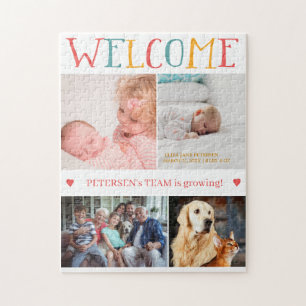 WELCOME new baby birth custom photo collage family Jigsaw Puzzle