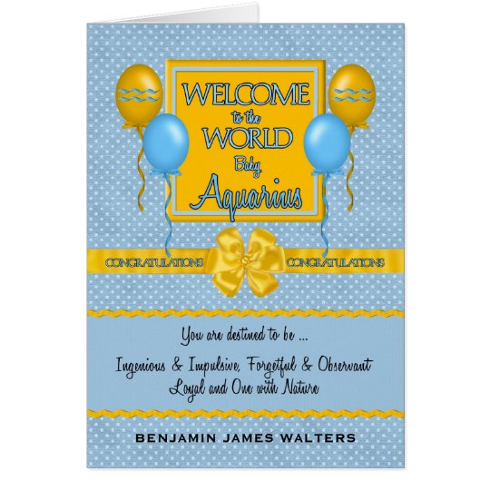 Welcome New Baby Boy Aquarius Congratulations Card