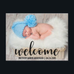Welcome New Baby Modern Black Script Announcement Postcard<br><div class="desc">Welcome New Baby Modern Announcement Postcard</div>