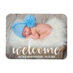 Welcome New Baby Modern Script W Magnet