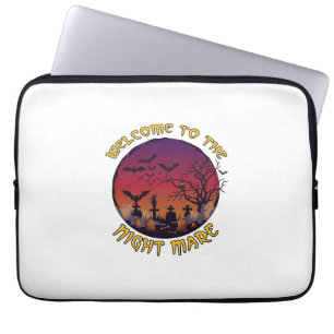 Welcome Night Mare Halloween Red Moon Graveyard_1 Laptop Sleeve