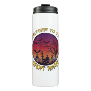 Welcome Night Mare Halloween Red Moon Graveyard_1 Thermal Tumbler