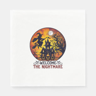 Welcome Nightmare Halloween Haunted House Flying W Napkin