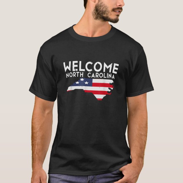 Welcome North Carolina USA State America Travel T-Shirt (Front)