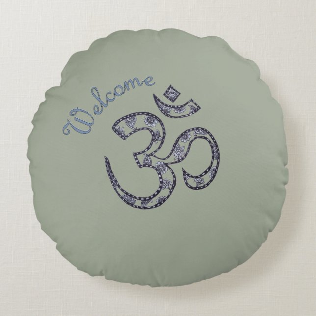 Welcome Om Customisable Meditation Cushion (Front)