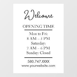 Welcome Open Hours Logo QR Biz door sign