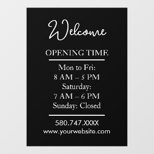Welcome Open Hours Website Logo door sign