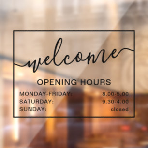 Welcome opening hours add logo black transparent 