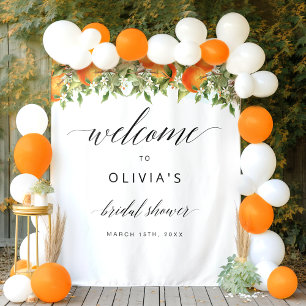 Welcome Oranges Bridal Shower Backdrop Tapestry