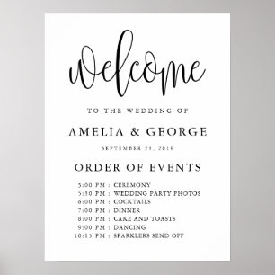 Welcome order of events wedding sign