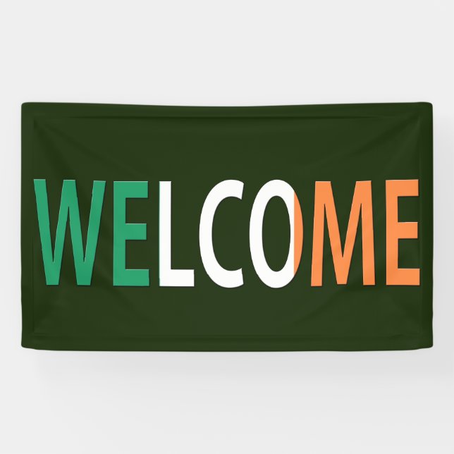 Welcome overlaid on Irish Flag (h) bnrcnt Banner (Horizontal)