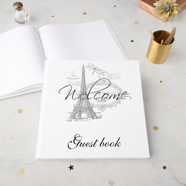 Welcome Paris theme Guest book (Front Open)
