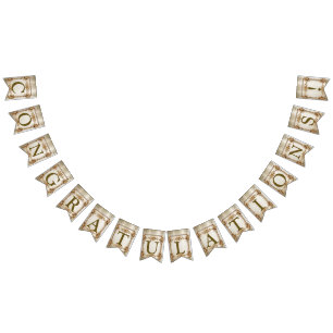 Welcome Party Gold Ornate Rectangle Dimond Flowers Bunting