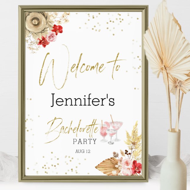 Welcome Party Sign Bachelorette Boho Watercolor (Creator Uploaded)