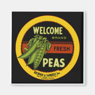 Welcome Peas Label New York Magnet