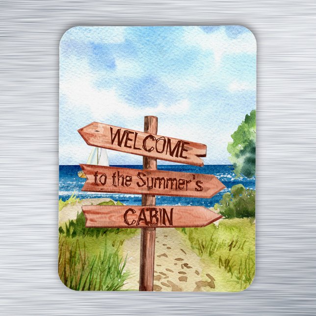 Welcome Personalised Beach Landscape Cabin Cruise  Magnet (Creator Uploaded)