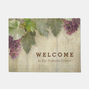 Welcome Personalised Elegant Rustic Vineyard Wine Doormat