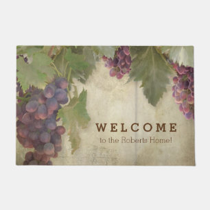 Welcome Personalised Elegant Rustic Vineyard Wine Doormat