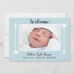 Welcome Photo Newborn Baby Boy Announcement