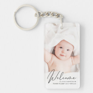 Welcome Photo Script Birth Announcement Key Ring