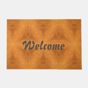 Welcome Phrase Kaleidoscope of an Orange Star Doormat