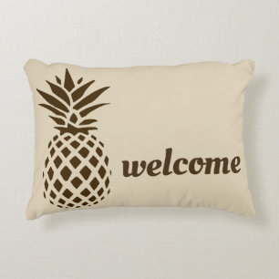 Welcome Pillow with Pineapple in Earthtones