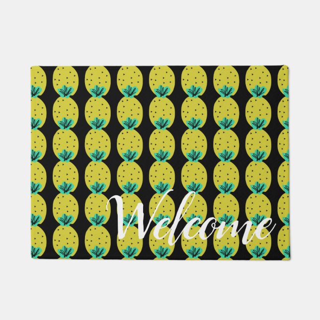 Welcome Pineapple Doodles Personalised Doormat (Front)