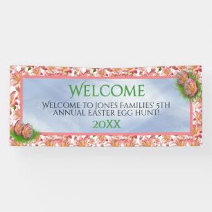 Welcome - Pink Lilies - Egg Hunt - Your Text Banner