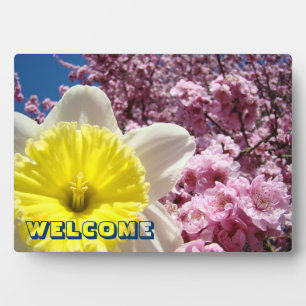 WELCOME plaque sign Spring Daffodil Flowers