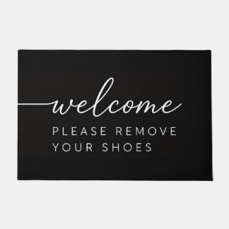 Welcome Please Remove Your Shoes Black  Doormat