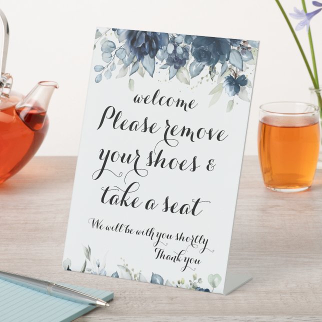 Welcome Please Remove Your Shoes Floral Sign (In SItu)