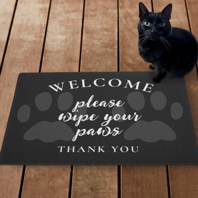 Welcome Please Wipe Your Paws Black Cat Doormat (Creator Uploaded)