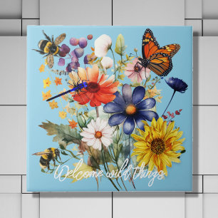 Welcome Pollinators Wildflowers Kitchen Ceramic Tile