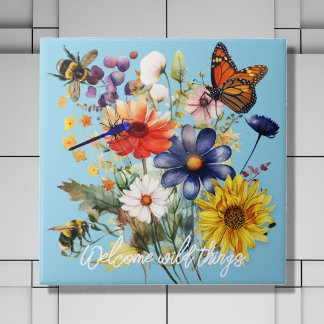 Welcome Pollinators Wildflowers Kitchen Ceramic Tile