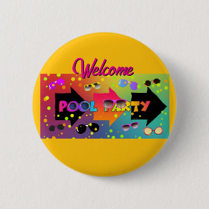 Welcome Pool Party Yellow 6 Cm Round Badge