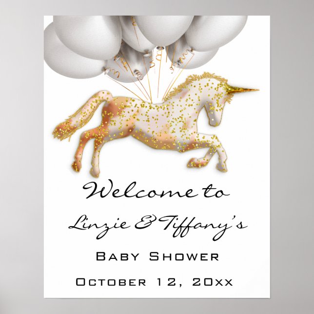 Welcome Poster Baby Shower Rose Gold (Front)