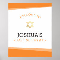 WELCOME POSTER bar mitzvah simple bold orange