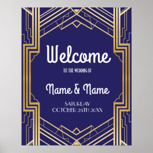 Welcome Poster Gatsby Art Deco Gold Wedding Poster