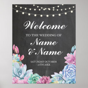 Welcome Poster Sign Wedding Succulents Poster