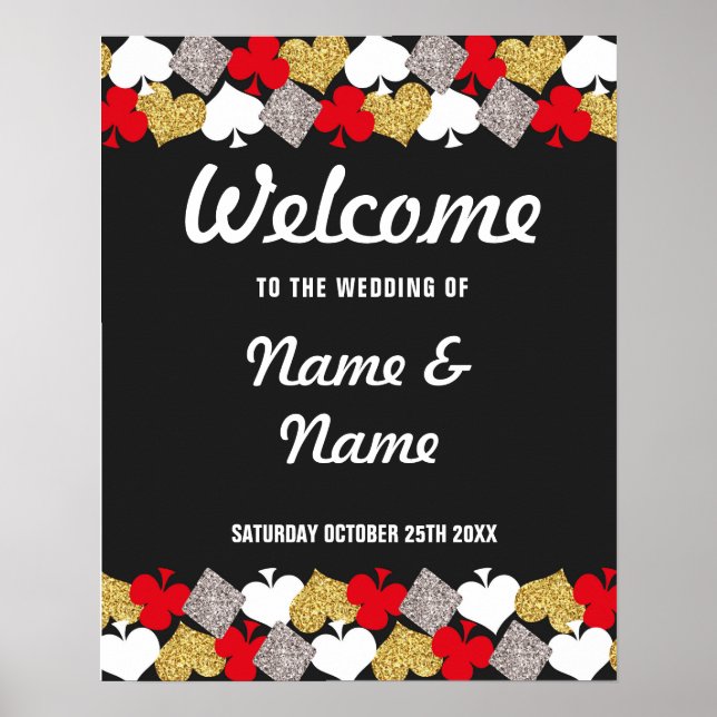 Welcome Poster Vegas Casino Gold Wedding Poster (Front)