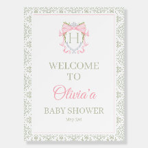 Welcome Poster Watercolor Crest Baby Shower