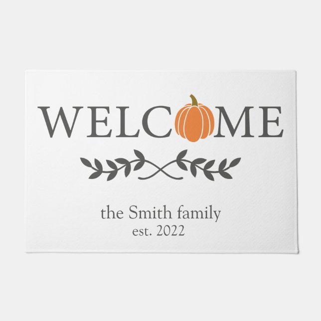 Welcome Pumpkin Personalised Doormat (Front)