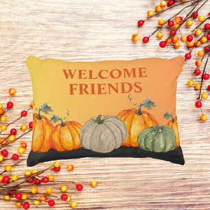 Welcome Pumpkins Fall Colours Decorative Cushion