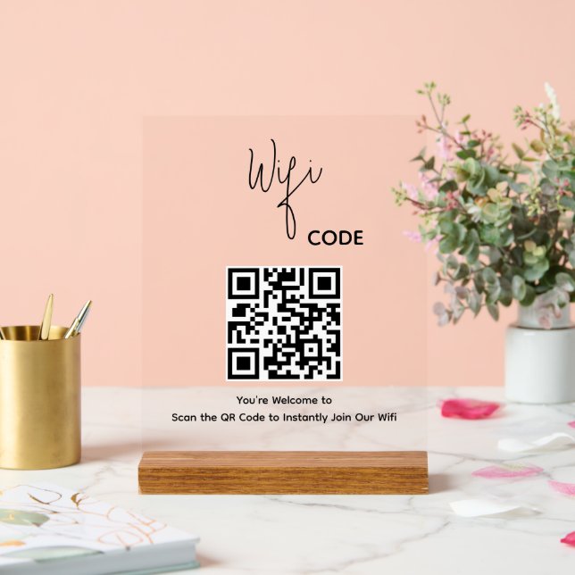 Welcome QR Code Scan to Connect Wifi Acrylic Sign (Wedding)