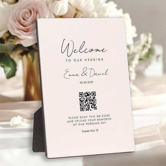 Welcome QR Code Wedding Beige Galery Plaque (Creator Uploaded)